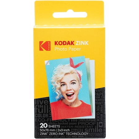 Kodak 2"x3" Premium Zink Photo Paper (20 Sheets) Compatible w/ Smile, Step, PRINTOMATIC RODZ2X320